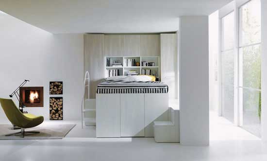 創意生活家具：與臥床融為一體的衣帽間